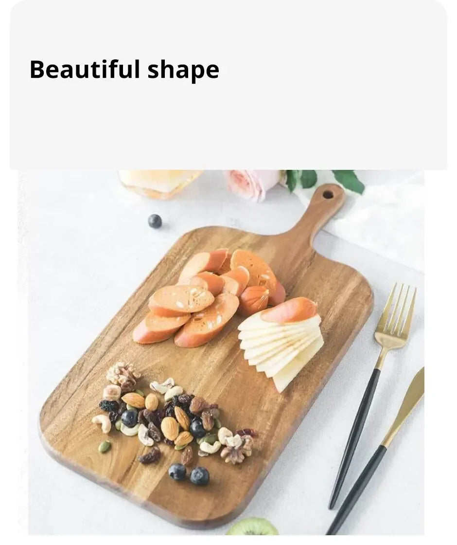 Naturlig Skjære- og Serveringsbrett i Tre med Håndtak