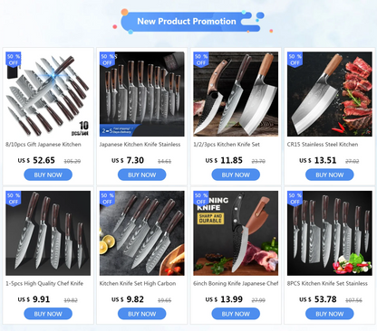 Eksklusive kjøkkenkniver med Japansk designstil, laget med presisjon med skarpe blader for deg som vil løfte matlagingen.